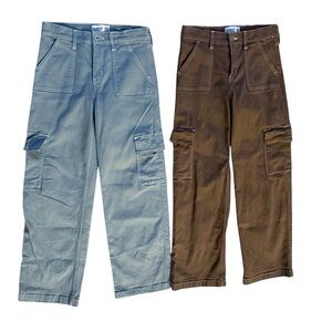 Abercrombie & Fitch Kids High Rise Wide Leg Cargo Jeans Brown Green Size 15/16